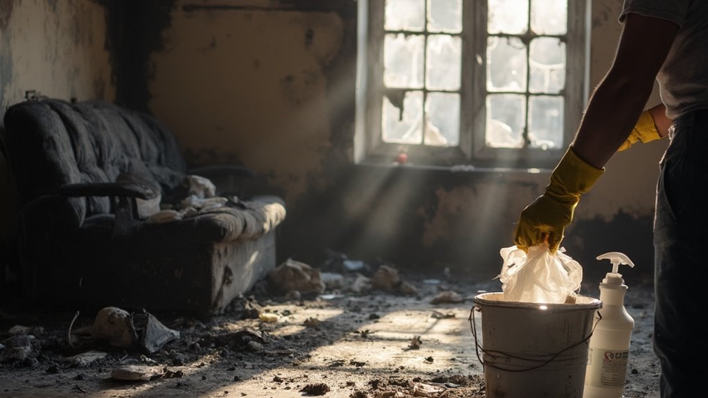 cleaning contaminated surfaces thoroughly